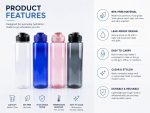 Water Bottles Set of 4 – 1000ml Plastic Drink Bottle Pack for Daily Use, School, Gym & Office – Leakproof BPA Free Reusable Hydration Bottles for Fridge (Pink, Blue,Black,Transparent) - Image 2