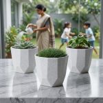 YUCCABE ITALIA SHERA Hexa Plastic Planter Pot for Plants Decorative Flower Pot UV Protected Lightweight Indoor Outdoor Gamla for Home Decor, Balcony, Garden & Living Room (Stone White, 8 INCH - 3 Pcs) - Image 8
