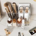 MosQuick® Clear Acrylic Cosmetic Organizers with 3 Compartments Makeup Organisers for Desk Bathroom Bedroom Stationery Items Makeup Brush Holder Pen Stand remote holder Multifunctional Organiser - Image 6