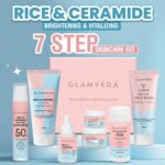 Glamveda Korean 7 Step Skincare Kit for Women | Rice & Ceramide Routine | Gift Box | Skin Brightening, Anti-Ageing | Face Wash + Toner + Moisturizer + Serum + Mask + Sunscreen+ Under Eye Cream - Image 2