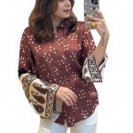 Zans & mens Women's Printed Shirt, Long Sleeve, Embroidered Cuffs, Collared Neck, Casual Ethnic Wear (in, Alpha, 2XL, Regular, Purpal-Bandhni)