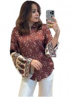 Zans & mens Women's Printed Shirt, Long Sleeve, Embroidered Cuffs, Collared Neck, Casual Ethnic Wear (in, Alpha, 2XL, Regular, Purpal-Bandhni)