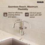 Kohler Beam Kitchen Faucet | Wall Mounted Kitchen Sink Tap | Cold-Only Single Lever Faucet with 360° Swivel | Water Saving Aerated Flow | Polished Chrome Finish | 10 Years Warranty - Image 5