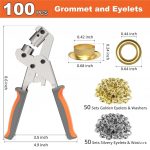 UMI Grommet Tool Kit - 3/8 Inch Grommet Kit Handheld Eyelet Pliers Set, Brass Grommet Eyelet Kits Save Effort Hole Punch Plier with 100 pcs Eyelets Grommets with Tool for Tarps Leather Paper Flag - Image 2