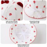 REFFER Baby Girls Bucket Hat, Cute 3D Bow Design, Lace Trim Wide Brim, Elastic Chin Strap Lightweight Cotton Hats with Drawstring UV Protection 3-12M - Image 2