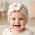 SYGA Baby Cap Flower Wool Warm Knitted Streachable Hat Infant Toddler Baby Cap 0-3 Years - Image 2