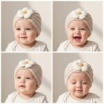 SYGA Baby Cap Flower Wool Warm Knitted Streachable Hat Infant Toddler Baby Cap 0-3 Years - Image 3
