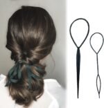 Topsy Tail Hair Styling Kit, 2 Piece Plastic French Braid Loop Tools for Women & Girls, DIY Ponytail Maker Hair Braiding Accessories, Black - Image 5
