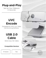 Lenovo 300 FHD Webcam with Full Stereo Dual Built-in Mics | FHD 1080P 2.1 Megapixel CMOS Camera with USB |Ultra-Wide 95° Lens, 4X Digital Zoom | 360 Rotation | Flexible Mount | Cloud Grey - Image 5