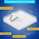 Zulaxy Hanging Hooks Without Drilling, 10 Pack Self Adhesive Hooks for Wall Heavy Duty Strong Nail Free, Kitchen Accessories Items (Hanging Hook, Transparent) Stainless Steel - Image 4