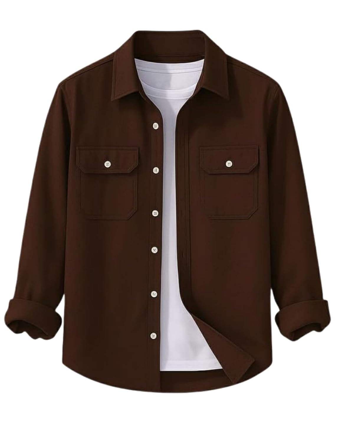 6114oJ6wgoL._SL1500_.jpg DEELMO Men’s Stylish Cotton Blend Casual Shirt || Full Sleeve Button-Down Shirt with Dual Flap Pockets || Comfortable Breathable Fabric || Perfect for Casual Office and Outing Wear - Image 1