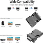 HDMI to VGA Adapter,1080P HDMI Female to VGA Male with Audio Output Cable Converter, Female HDTV Input to Male VGA Output Adapter with 3.5mm Audio Jack for TV,Computer,Projector,Laptop. - Image 5