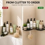 Bathroom Corner Shelf Organiser Without Drill Adhesive, Pack of 2 | Wall-mounted rack for kitchen, washroom & balcony. Quick-drain wire base keeps toiletries dry. Tool-free, damage-free. - Image 4