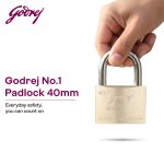 Godrej Locks I Pin Cylinder 40 mm I 3 Keys I Padlock for Main Door I Lock for Tool Box,Shutters,Shops & Offices I Corrosion Resistant Shackle I Solid Brass Padlock | 1 Year Warranty - Image 2