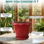 Urban Upvan Terracotta Round Flower Pots 10 Inch with Tray for Plants | Planters for Indoor & Outdoor Use | Balcony, Garden & Home Décor Gamla Pots, Pack of 2 - Image 5
