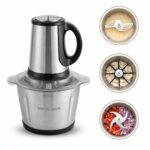 InstaCuppa Electric Chopper for Kitchen Use with 3 Attachments, 2 Litre Stainless Steel Meat Mincer, 300W Vegetable Cutter Machine with Garlic Peeler and Egg Whisker, Carrot Grater for Busy Moms