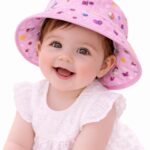 Nephar Infant Girls Printed Sun Hat | Wide Brim Summer Protection Cap | Cute Outdoor Baby Hat for Travel, Beach