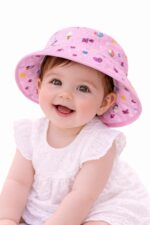 Nephar Infant Girls Printed Sun Hat | Wide Brim Summer Protection Cap | Cute Outdoor Baby Hat for Travel, Beach