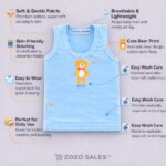 Unisex Baby Vest Sleeveless Cotton Baniyan | Kid's Sando Baniyan, Kids Vest | Soft & Breathable Baby Jabla |Toddler Innerwear for Boys & Girls, Cute Animal Print | Multicolor Pack of 6 - Image 2