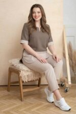 ANNI Designer Co-Ord Set for Women Viscose Solid | Top Pant Co-Ord Set | Designer Two Piece Matching Outfit | Round Neck V-Slit Elbow Sleeve Coord | Stylish Indo Western Clothing - Image 5