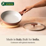 Ember Cookware Arcilla Ceramic Frying Pan 24 cm with Glass Lid | 5-Year Warranty | 75% Less Oil Usage | Lightweight, Non-Toxic Non-Stick Ceramic Frypan | Matching Handle- Gas Compatible | Terracotta - Image 6