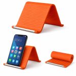 Silicone Phone Stand with Aluminum, Flexible Foldable Phone Holder, Bendable Adjustable Anti-Slip Desktop Stand for Phone Tablet Laptop, Portable Rollable Multi-Angle Stand (Orange)
