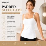 NINGMI Women's Padded Sleep Cami with Built-in Bra, Adjustable Strap Camisole Tank Top, Ultra Soft Breathable Wireless Shelf Bra - Image 3