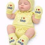Cuteably Newborn Baby Jhabla, Cap, Mittens, Booties, Nappy Combo Set, Soft & Breathable Cotton, Unisex, 0-3 Months