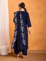 Women's Beautiful Heavy Premium Vichitra Silk Stitched Flared Regular Kurta with Pant and Embroidered Work Dupatta Sets for Any Occasion for Women - Image 5