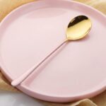 Soup Spoons Creative Kitchenware Round Head Soup-Spoons, Modern Thick Short Handle Stainless Steel Korean Spoon, Dinner Metal Spoons for Dessert Dishwasher Safe (Pack of 2, Gold-Pink) - Image 4