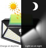 Solar Motion Sensor LED Bright White Light Outdoor for Home Wall Room Balcony Garage Backyard Garden with 100 LEDs (Pack of 1) - Image 6