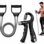 Adjustable Hand Gripper with Counter (5–60Kg) + Resistance Toning Tube | Grip Strength Trainer for Wrist, Forearm & Hands | Latex Fitness Tube Combo | Home Workout Equipment