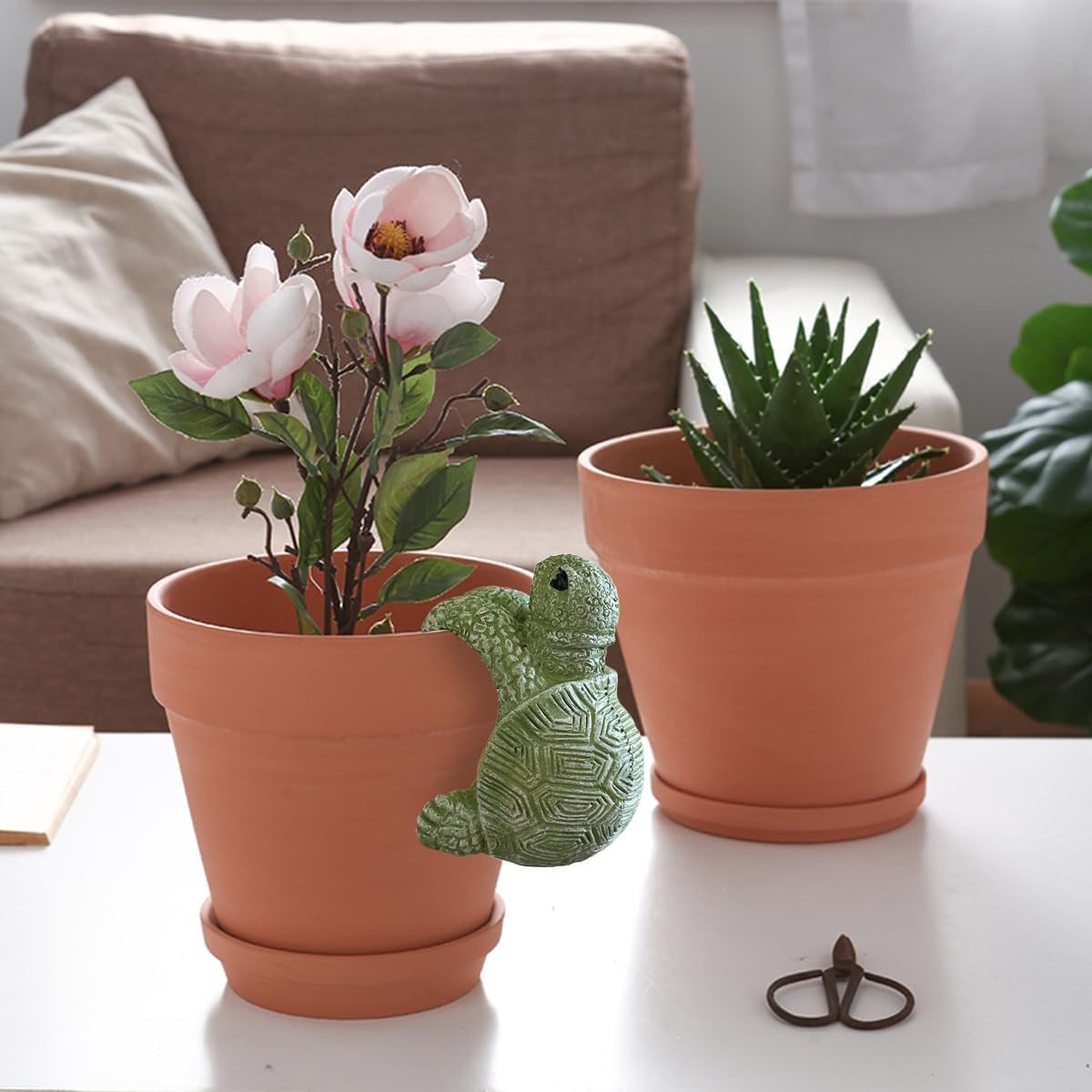 614lWyyXS6L._SL1200_.jpg The Decorshed Cute Climbing Tortoise Flower Pot Hugger Figurines Resin Hanging Turtle Statue Planter Pot Decorations for Home Garden Fence Balcony Patio Lawn Yard Ornaments(Pack of 1) - Image 1