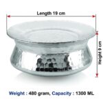 GS Aluminium Biryani Handi Pot with Lid | Hammered Dhari Patiya Finish Tope Patila Vessel | Multipurpose Cooking & Serving Utensil for Kitchen, Size 11, 19 cm, 1300 ML. - Image 5