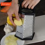 Stainless Steel 6 in 1 Box Grater and Slicer with Non-Slip Rubber Handle - Multi Purpose Cheese Grater, Vegetable Cutter, Fruit Shredder, Six-Sided Kitchen Grating Tool, 9.5 Inch - Image 3
