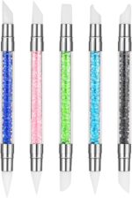 MKSL® 5Pcs Silicone Nail Art Brushes Set – Silicone Head Nail Tools for Rhinestones, Nail Polish Carving, 3D Nail Design & DIY Manicure Accessories