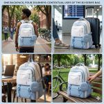 LUXONIX Cute Bow Cartoon School Bag College Laptop Backpack for Women & Teens with Zipper Pouch | 18 Inch Book Backpack - Cute Accessory | Travel - Camping, Tuition, Coaching - Image 6
