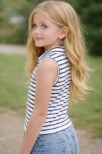 Girl's Cotton Blend Casual Top with Collar Neck Sleeveless Solid Pattern Modern Style Relaxed Fit and Waist Length - Image 4