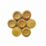 Ekta Enterprise Assorted Big Size Flower Haldu Wooden Button Dia. 38mm, 2 Holed Buttons for Curtains, Designer Collection of Ethnic Ware, Ladies Kurties, Sewing, DIY Art and Craft Pack of 10