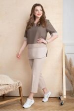 ANNI Designer Co-Ord Set for Women Viscose Solid | Top Pant Co-Ord Set | Designer Two Piece Matching Outfit | Round Neck V-Slit Elbow Sleeve Coord | Stylish Indo Western Clothing - Image 6