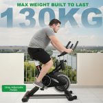 PowerMax Fitness BS-125 Spin Exercise Bike For Home Use,16Mm 6Kg Flywheel,Max User Weight 130Kg,LCD Display,2Pc Crank,Heart Rate Sensor,Knob Braking,Adjustable Foot Strap And Seat,Ipad Holder,Black - Image 5