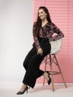LONDON BELLY Women’s Polyester Semi-Formal Jumpsuit with Round Neck Half Sleeves Adjustable Waist Tie Abstract Pattern and Regular Fit | Women Stylish One Piece Outfit | Women Regular Fit Jumpsuit - Image 5