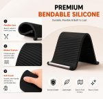 HOUSELY Flexible Silicone Aluminum Phone Stand Foldable Adjustable Mobile Holder Anti Slip Desk Mount Portable Bendable Tablet Support Laptop Stand for Table Travel Office Home - Black - Image 6