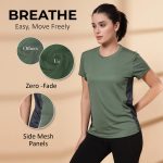 CHKOKKO Gym Tshirt for Women Workout Dry Fit t Shirt Sports Tshirt Lightweight Round Neck Breathable Half Sleeve Activewear Mesh Running Yoga Tops for Woman - Image 3