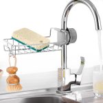 Stainless Steel Kitchen Sink Caddy Organizer, Adjustable Faucet Clamp Sponge Holder with Drainage, Multifunctional Storage Rack for Soap and Scrubber - Image 2