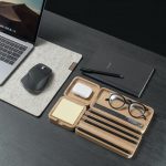 Wooden Desk Organizer with Phone Stand Multi-Compartment Stationery Holder Natural Wood Finish Pen Pencil Desk Storage Box Office and Home Organizer (Pattern-3) - Image 6