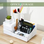 Desk Organizer Storage Box with Drawer | Multi-Compartment, For Office, Study & Makeup Storage, Stationery Holder, Cosmetic Organizer, Desktop Storage Rack - Image 2