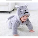 BRANDONN Unisex Baby Flannel Jumpsuit Panda Style Cosplay Clothes Bunting Outfits Snowsuit Hooded Romper Outwear (Grey Scars, 6-9 Months) - Image 2