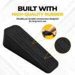 Rubber Door Stopper Wedge, Heavy Duty Anti-Slip Door Holder & Blocker with Strong Grip for Tiles, Marble, Wood, Carpet & Cement Floors | Home, Office, School & Warehouse Use (Black, Pack of 3) - Image 3