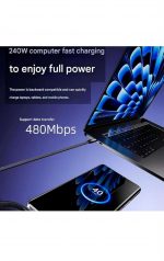 USB C to USB C Fast Charging Cable, 1.5 m, Braided, with Foldable Adjustable Phone Stand, Multi Angle, 240W, High Speed Data Transfer for Smartphones, Tablets, Laptops - Image 4